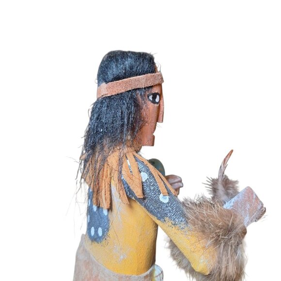 Kachina Doll‎ Buffalo Mask RB Vintage Native Folk Art Indian Fur Wood 12 Inch - Picture 9 of 13
